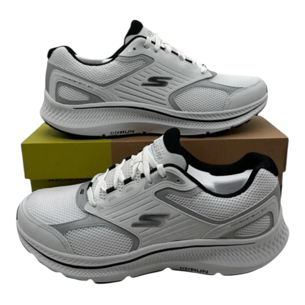 Skechers Go Run Consistent 2.0 Shoes Men's Size 11.5 White Silver Lace Up 220868